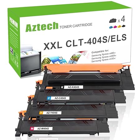 Aztech 4Packs Kompatibel für Samsung CLT K404S P404C CLT-K404S CLT-Y404S CLT-C404S CLT-M404S Toner für Samsung Xpress C480W C