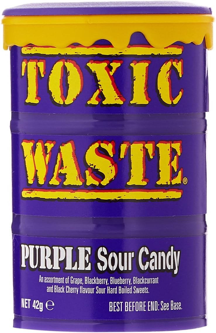 12 x Purple Toxic Waste Drum Candy Sweets Ultra Sour Flavours (Grape