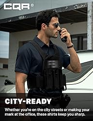 CQR Men's Short Sleeve Tactical Shirts, UPF