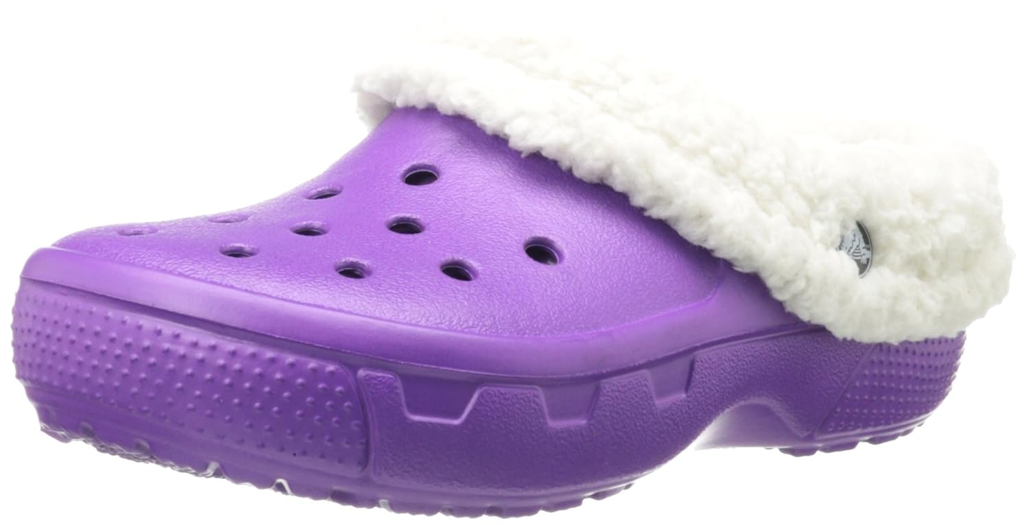 purple fur crocs