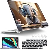 Tuiklol for MacBook Air 13 inch 2021-2018 Release M1 A2337/A2179/A1932 with Retina Display Touch ID,Hard Shell Case and Keyboard Cover for MacBook Air 13.3'' Cover,Elephant