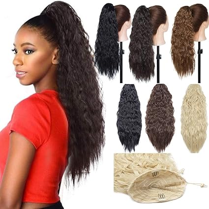 Amazon Com 18 Inch Body Wave Drawstring Ponytail Extensions With