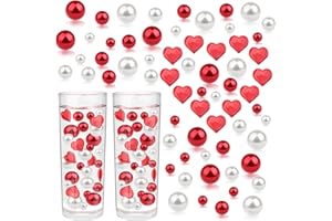 SONGJUM 10152 pcs Valentine's Day Vase Filler White and Red Pearl Beads Heart Floating Vase Fillers for Wedding Home Table Party Decor Valentine's Day Decor