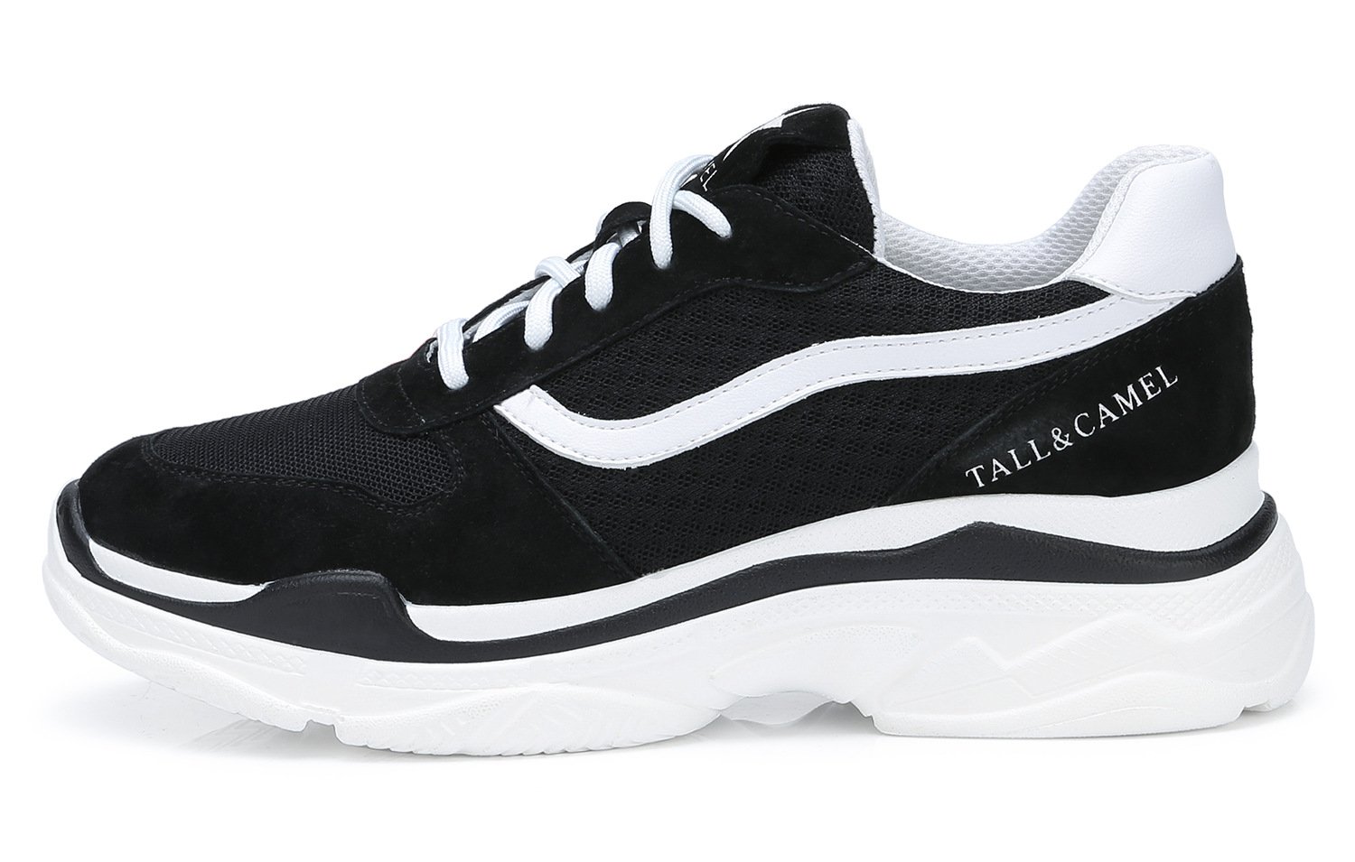 CAMEL CROWN Women\'s Casual Athletic Shoes Mesh Breathable Lace-up Walking Travel Fashion Chunky Dad Sneakers Black White Size 9