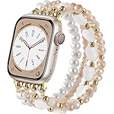 KOREDA Beaded Bracelets Compatible for Apple Watch Band 38mm 40mm 41mm 42mm 44mm 45mm 46mm Women, Fashion Handmade Dressy iPhone Watch Bands Stretchy Strap for iWatch Series 11 10 9 8 7 6 5 4 3 2 1 SE
