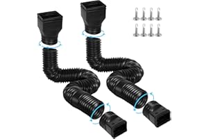 Gutterlix 2 Pack Flexible Gutter Downspout Extensions Extendable from 21" to 67", Downspout Extender Comes with Adapters, Thickened Down spout Drain Extension for Rainwater Drainage(Black)