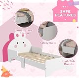 ZONEKIZ Rabbit-Themed Toddler Bed Frame for Kids 3-6 Years - White view 4