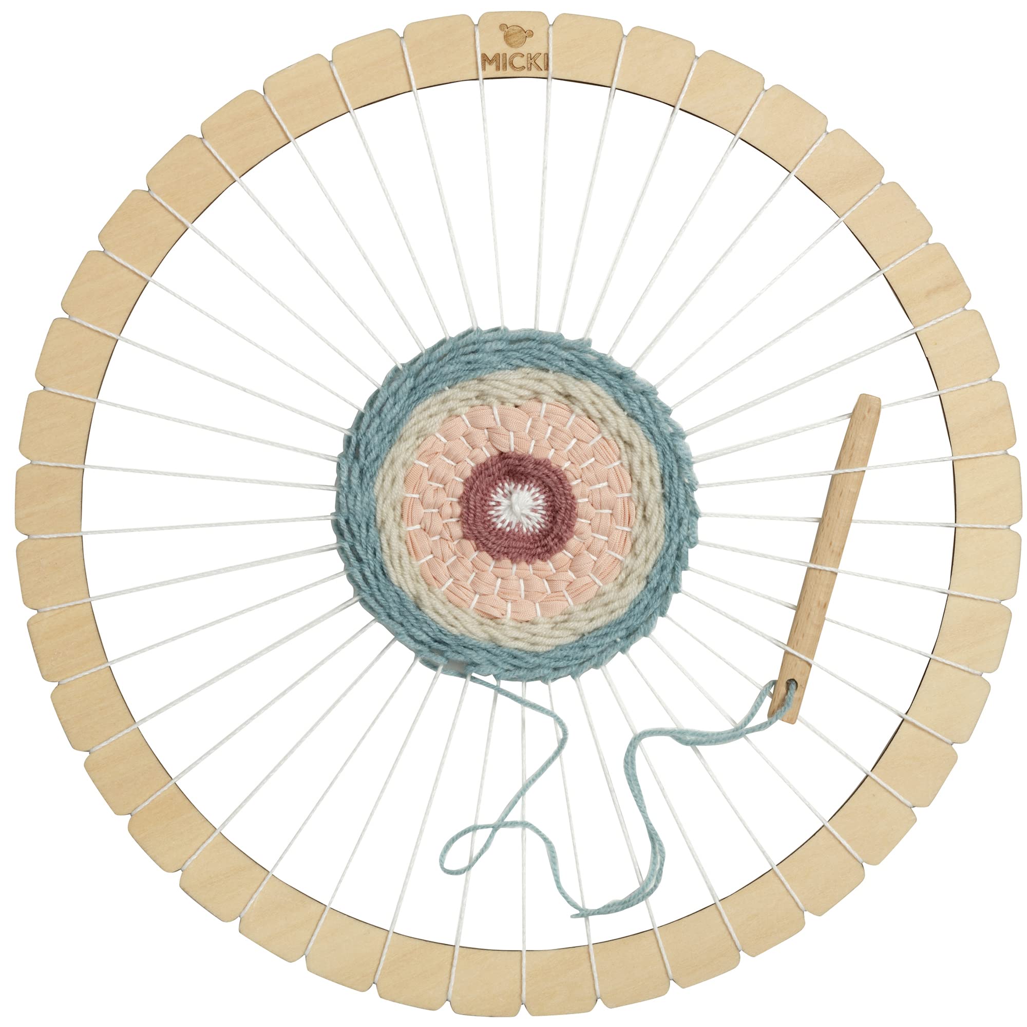 Micki Round Frame Wooden Weaving Loom Kit 30cm (11.8 inches) + Weaving Yarn — Arts and Crafts for Kids — Girls and Boys Gifts — Age 3+