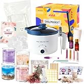 DIY Jelly Wax Candle Making Clear Kit for Adults with Jars | Complete Transparent Gel Candle Maker Kit, Ocean Theme & Floral Set, Includes Dried Flowers & Shells, Essential Oils Included
