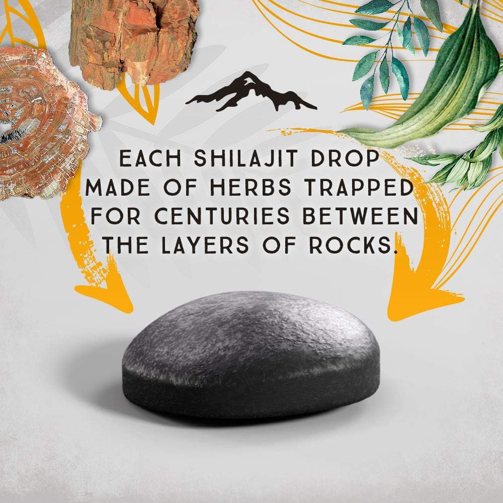 Shilajit Dry Drops from Pure Himalayan Shilajit ® - 60 Counts, 2 Month Supply, Original Siberian Shilajit, 100% Pure, Trace Minerals & Fulvic Acid: Health & Personal Care