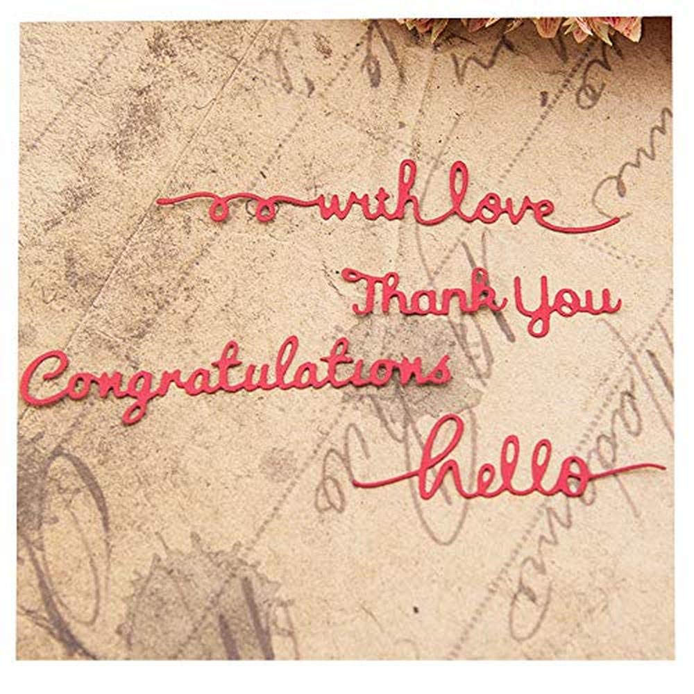 4pcs/lot with Love Hello Thank You Congratulations Metal Cutting Dies for Card Making Decoration and Scrapbooking