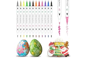 Treedoa Edible Markers for Cookie Decorating,12Pcs Food Coloring Pens Double Side Food Grade Edible Pens with Fine&Thick Tip Food coloring Pens for Cakes,Easter Eggs,Fondant,Cookies,Frosting,Macarons