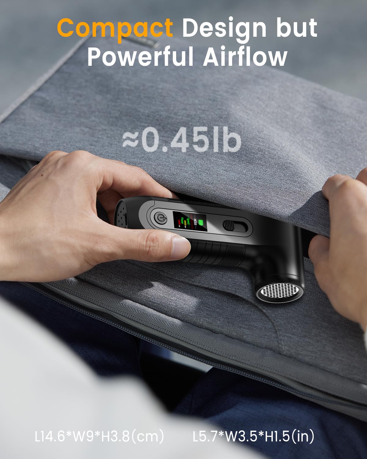 Elektrische Staubgebläse 200000 RPM mit HD‑Display - Air Duster Mini‑Gebläse für PC‑Reinigung mit LED‑Licht, Druckluftspray für Tastatur, Elektronik, Air Blower, W06, Schwarz 6