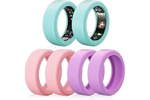 POLYJOY 6 Pack Ring Protector Compatible with Oura Ring Gen 3/SAMSUNG Galaxy Ring/ULTRAHUMAN Ring AIR/RingConn, Silicone Ring Cover Working Out Accessories Men Women-2Pink+2Purple+2Green-S for 5 6 7 8 9 10