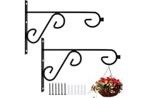 KEHOUXRE Hanging Basket Hooks 2Pcs Plant Hook,Hanging Plant Hanger Outdoor 9in Metal Plant Bracket for Hanging Flower Baskets,Planters,Lanterns,Wind Chimes