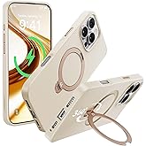 CASEKOO Ivory White Designed for iPhone 16 Pro Case with Spin Magnetic Stand [16FT Military Protection] [Non-Slip Edge] [Fit for MagSafe] Shockproof for iPhone 16 Pro Case with Stand 6.3''