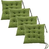 MissSoul Set of 4 Chair Cushions for Dining Chairs with Ties, Indoor Non-Slip Kitchen Chair Pad and Dining Room Seat Cushion Mat for Office Living Room Outdoor 15.5" - Green