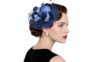 Haakong 20s Fascinators Hat for Women Tea Party Headpiece Mesh Feathers Hair Clip for Bridal Wedding