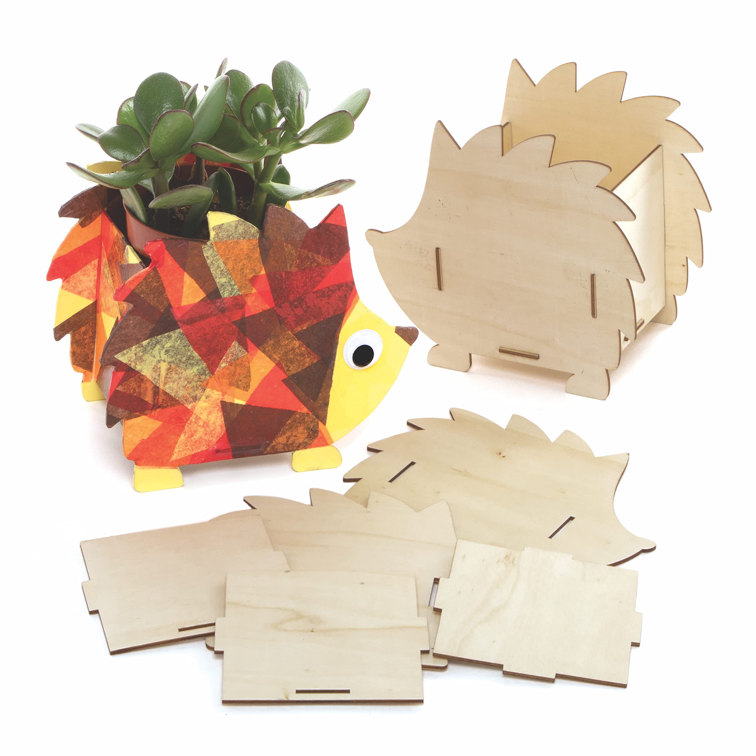 Baker Ross FE646 Hedgehog Wooden Flowerpot Craft Kits - Pack of 3, Make Your Own Flower Pot, Planting Pots for Children to Decorate, Creative Autumn Activities for Kids