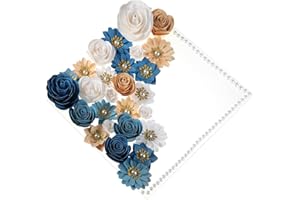 Thiccywoov 43 Pcs Graduation Cap Decorations Kit Includes Artificial Flowers Faux Flower Heads 3D Butterfly Stickers Pearl Rhinestones Glitter Stickers for Grad Cap Topper DIY Graduation Gift(Blue)