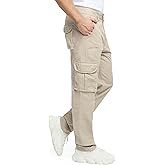 JAWERU Cargo Pants for Men Multi Pockets Mens Pants Classic Cotton Casual Work Hiking Relaxed Fit Chino Pants
