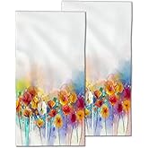 CXULIN 2 Pack Hand Bath Towel,Watercolor Poppy Flower Fingertip Towel Bathtub Decorative Bath Towel Bathroom Kitchen Towel Set Highly Absorbent SPA Gym Towels 14x28 Inch