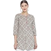 Yash Gallery Women's Cotton Geometric Print Short Kurta For Summer