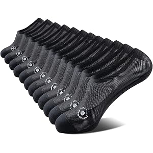 NEXFORMX Men's No Show Socks 6 Pack Ultra Thin Breathable Mesh Low Cut Ankle Socks with Non Slip Heel Grip Cotton Blend