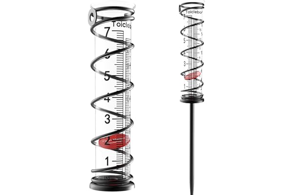 Toiclebor Rain Gauge Outdoor,7 Inch Capacity Garden Rain Gauge with Easy-Read Red Float,Accurate Dual Scale (Inch & cm),Heavy