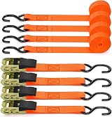 Ohuhu Ratchet Straps 4 Pack 4.6m x 25mm 680kg Break Strength Orange