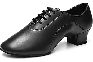 HROYL Little Boy Big Kids Men Latin Dance Shoes Leather lace-up Ballroom Shoes Tango Salsa Performence Practice Dance Shoes Z-238