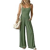 Relipop Women Summer Scoop Neck Spaghetti strap Wide Leg Jumpsuits 2026 Casual One Piece Jumper Romper Outfits & Pockets
