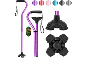 BeneCane Walking Cane Adjustable Cane with Offset Soft Cushioned Handle for Men & Women Lightweight Comfortable Extra Stability Base Mobility Aid for Men Women and Seniors