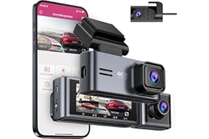 OMBAR Dash Cam 5G WiFi GPS, 3 Channel Dash Cam Front and Rear Inside 2K+1080P+1080P, 3.18" LCD Screen, 64GB Card Included, Dual Dash Camera for Cars 4K/2K/1080P+1080P IR Night Vision, WDR, G-Sensor