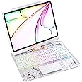 Uminy iPad Keyboard Case for iPad Pro 13-inch(M4, 2024) – 360° Rotating Stand with 7-Color Backlight Keyboard, Transparent Protective Cover, Multi-Touch Trackpad & Pencil Holder (White)