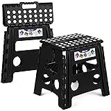 Delxo Folding Step Stool 13 Inch 2 Pack, Black