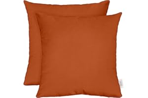 RSH DECOR: Sunbrella Square Throw Pillows Set of 2 | 17" x 17" | Water and Fade-Resistant Performance Fabric | Outdoor Pillow Covers with Down-Alternative Inserts | Canvas Rust
