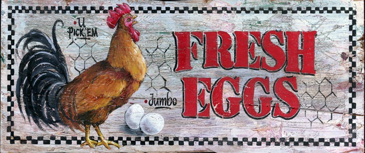 Old Vintage Signs "Fresh Eggs Vintage Sign, 9-Inch by 22-Inch