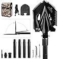 Zune Lotoo Tactical Shovel Survival Tool, 18 in 1 Small Camping Shovel Folding Multitool Compact Entrenching Tool Heavy Duty for Hiking Backpack Emergency Spade Lightweight Car Truck Gift Survivalist