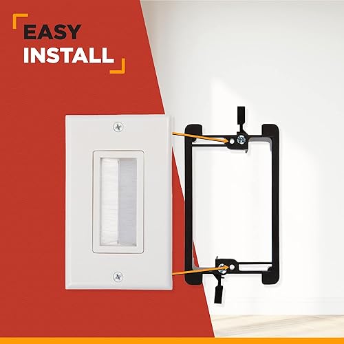 BUYER'S POINT Single Gang Brush Wall Plate | UL Listed Outlet Cover w/Mounting Bracket, Perfect Cord Concealer for Wall Mount TV, Gaming PC and Home T Buyers Point Wall Brush Plate With Built In 1 Gang | Desertcart INDIA