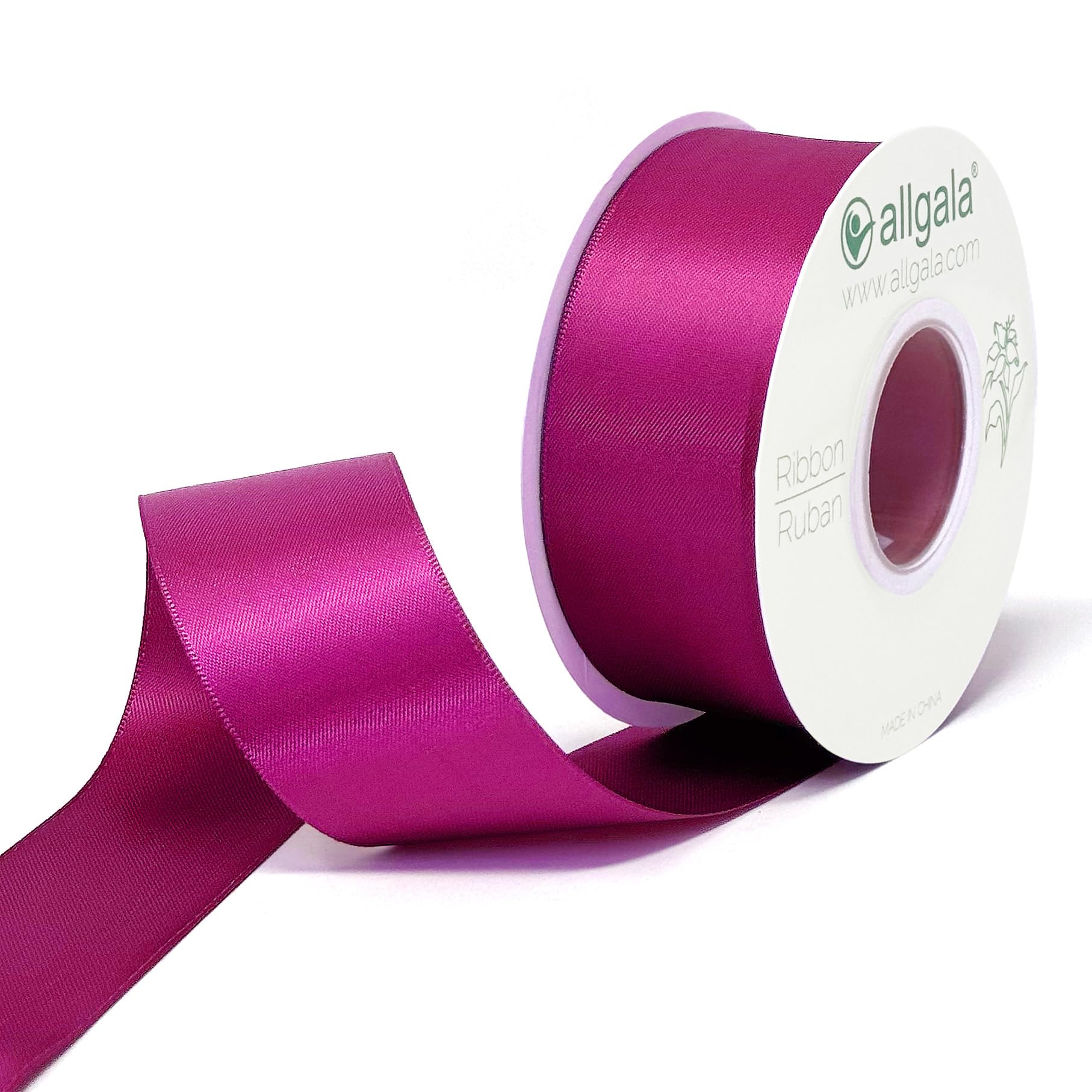 Photo 1 of Allgala Double Sided Polyester Satin Ribbon 25 Yard Continuous Spool for Wedding, Bridal, Baby Shower, Gift Packing, Flower Bouquet Arrangement Decoration (Fuchsia,1.5" x25 yd) RB57161