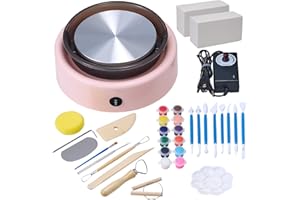 VEVOR Mini Pottery Wheel for Kids and Adults Beginners, 6" Turntables & Speed Adjustable, Complete Pottery Kit With Air Clay Art Supplies Sculpting Tools for Girls Birthday Christmas Craft Gifts, Pink