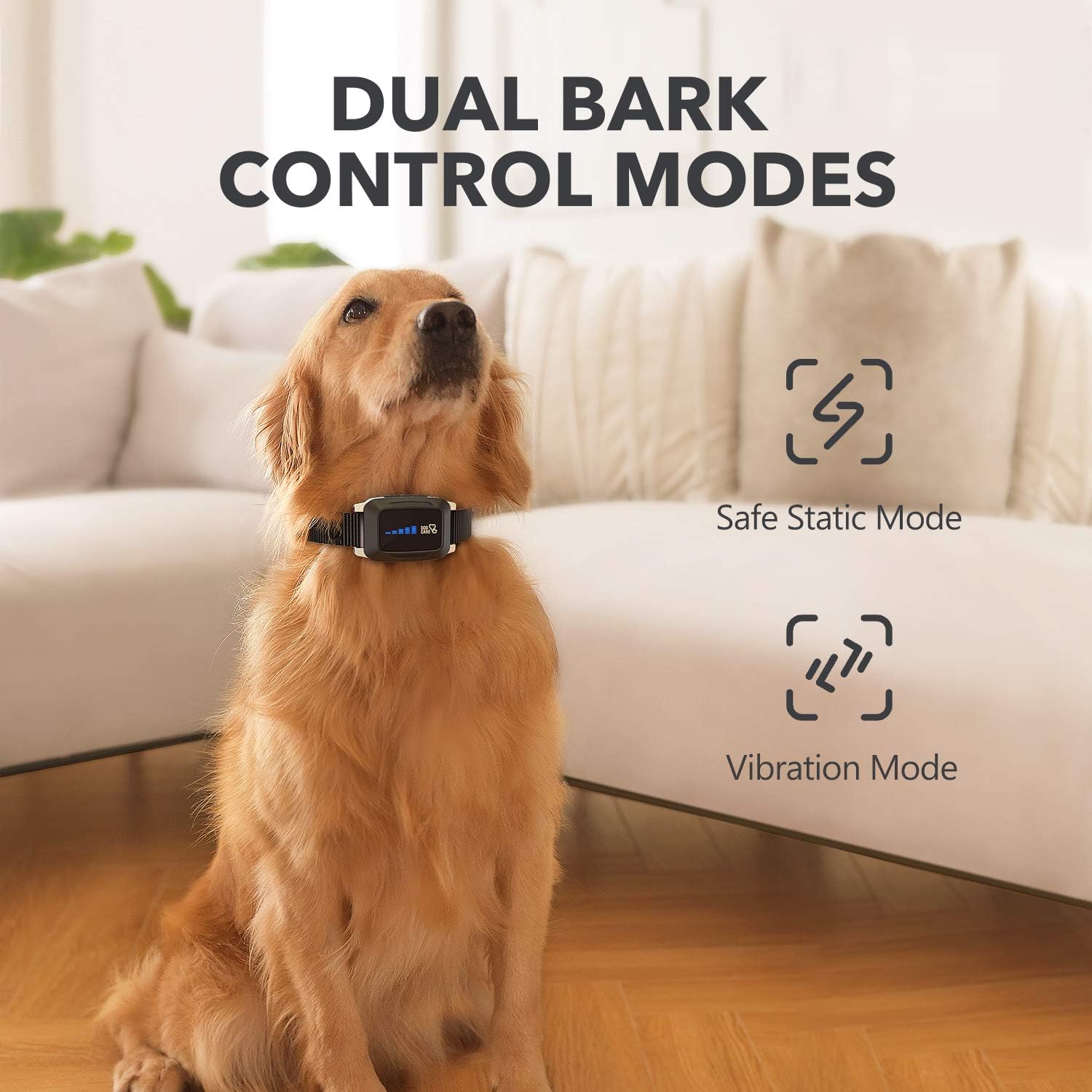 Rechargeable Bark Collar for Dogs - Dog Bark Collar w/2 Vibration and Static Modes, Auto 7 Levels Static Modes, LED Indicator, No Bark Collar for Small Medium Large Dogs, Safe and Humane : Kitchen & Dining