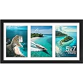 Vittanly 8x16 Collage Picture Frame, Displays 3Pcs 5x7 Pictures with Mat, Picture Frames Collage Wall Decor for Horizontal or Vertical Display, Black, 1 Pack