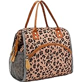 FlowFly Insulated Lunch Bag Wide-Open Lunch Box Large Tote Leakproof Cooler with Drink Holder and Multi Pockets for Women Men Adult Kids Work Picnic Travel Beach Hiking, Leopard