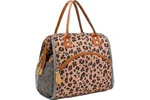 FlowFly Insulated Lunch Bag Wide-Open Lunch Box Large Tote Leakproof Cooler with Drink Holder and Multi Pockets for Women Men Adult Kids Work Picnic Travel Beach Hiking, Leopard
