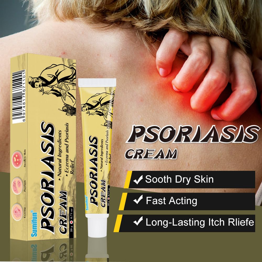 Sumifun Psoriasis Cream, Moisturizing Eczema Cream, Natural Anti-Itch Cream for Dermatitis, Acne, 0.71 oz, Pack of 5