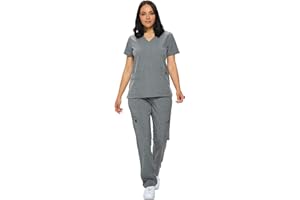 Monarch Uniforms Scrub Sets - Regular & Petite Stretchy Scrubs for Women - Set of Top & Pants