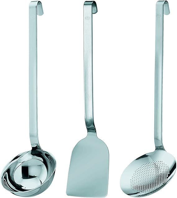Rösle Stainless Steel Cooking Set Hook Ladle 14Inch, Hook Pancake Slice 13Inch