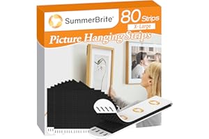 Summerbrite Picture Hanging Strips,Damage Free Hanging Picture Hangers,Picture Hanging Kit,Picture Hanging Hooks Without Nails,Adhesive Tape Strips for Christmas Decor,Black 40 Large Pairs(80 Strips)